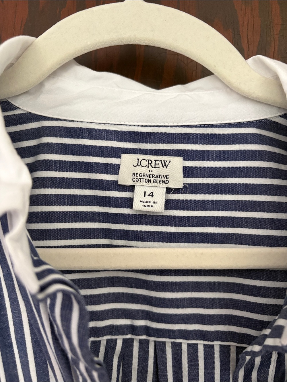 J. Crew Blue & White Striped Long Sleeve Shirt Dress - Picture 2 of 4